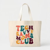 Tech Savvy Moms Club Souvenir Retro Style Groovy Grote Tote Bag (Voorkant)