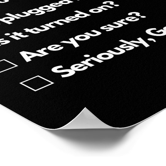 Tech Support Checklist Funny Computer Geek Poster (Hoek)