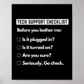 Tech Support Checklist Funny Computer Geek Poster (Voorkant)