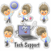 Tech Support Custom-Cut Vinyl Sticker (Voorkant)