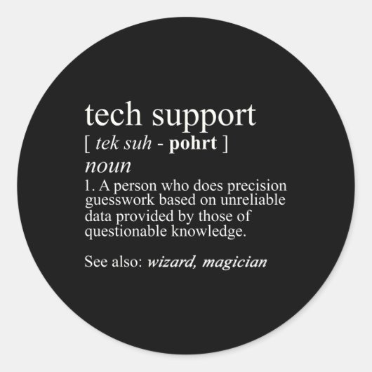 Tech Support Definitie Computer Nerd Ronde Sticker (Voorkant)