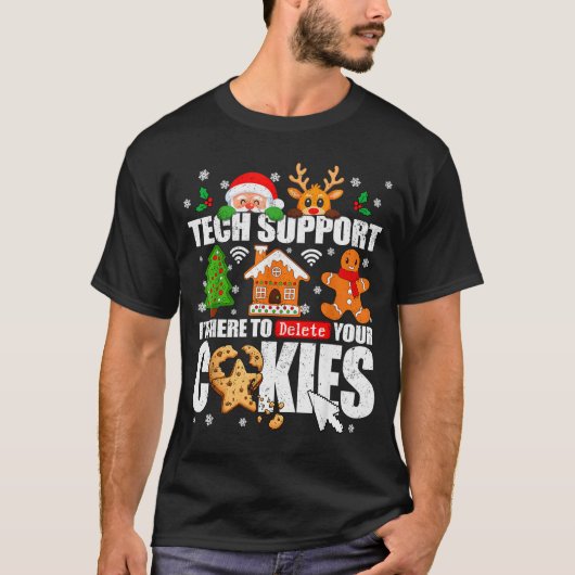 Tech Support Delete Your Cookies Men Ugly Christma T-shirt (Voorkant)