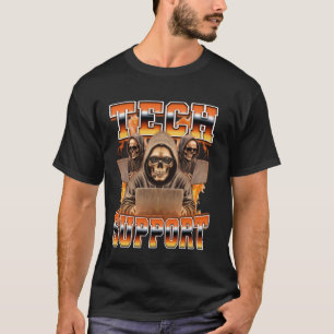 Tech Support IT Helpdesk Skeleton Skull 90s fles T-shirt