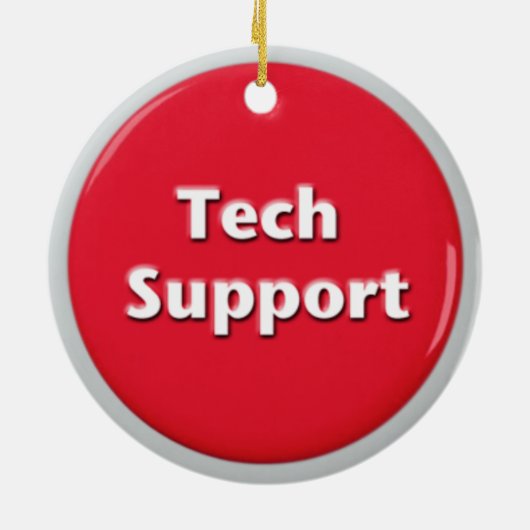 Tech Support Red Panic Button Keramisch Ornament (Achterkant)