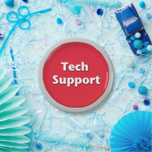 Tech Support Red Panic Button Papieren Bordje (Feest)