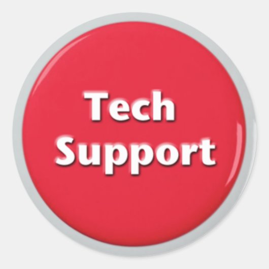 Tech Support Red Panic Button Ronde Sticker (Voorkant)