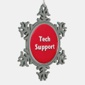 Tech Support Red Panic Button Tin Sneeuwvlok Ornament (Links)