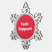 Tech Support Red Panic Button Tin Sneeuwvlok Ornament (Rechts)