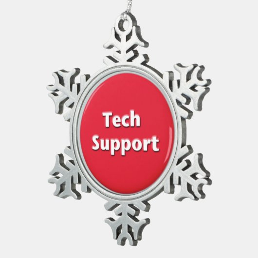 Tech Support Red Panic Button Tin Sneeuwvlok Ornament (Rechts)