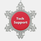 Tech Support Red Panic Button Tin Sneeuwvlok Ornament (Voorkant)