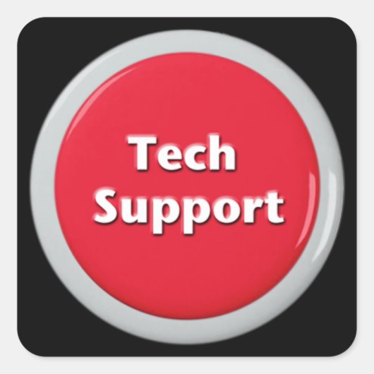Tech Support Red Panic Button Vierkante Sticker (Voorkant)