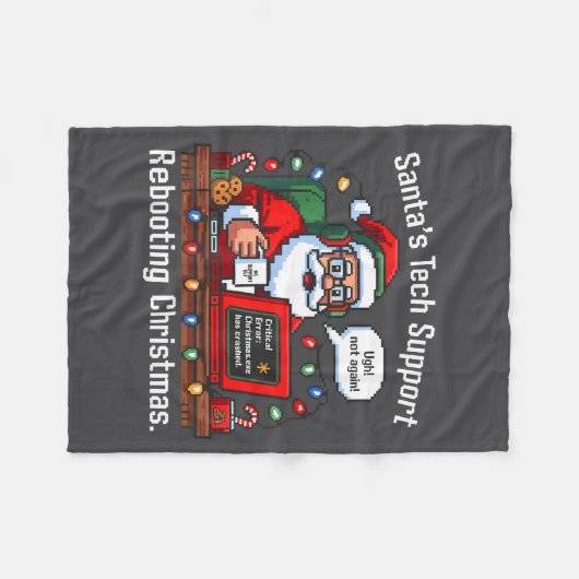 Tech Support s Santa Rebooting Meme Fleece Deken (Voorkant (Horizontaal))