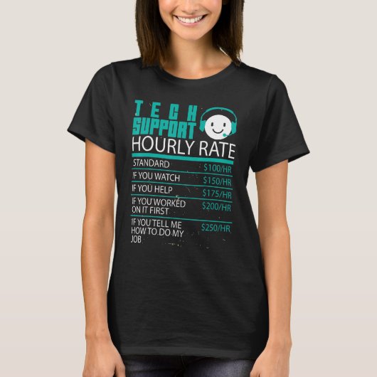 Tech Support Uourly Rate Software Developers Progr T-shirt (Voorkant)