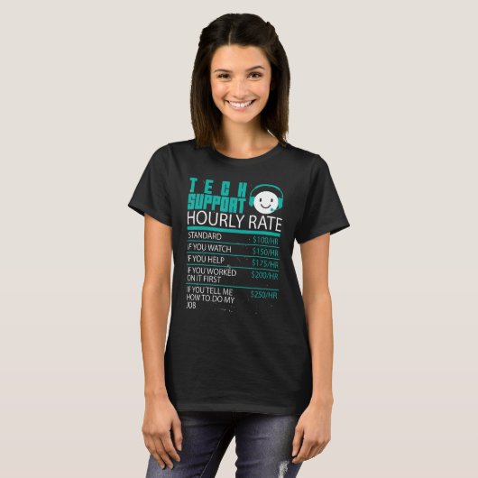 Tech Support Uourly Rate Software Developers Progr T-shirt (Voorkant volledig)