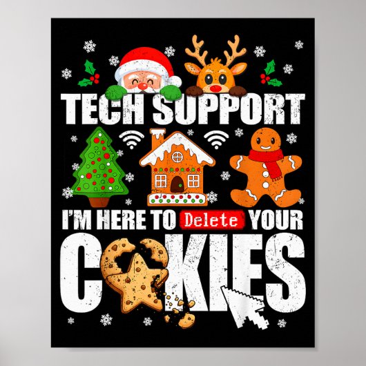 Tech Support Verwijder Uw Cookies Mannen Lelijke K Poster (Voorkant)