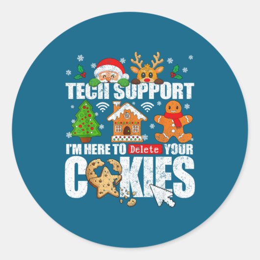 Tech Suprt Christmas Cookies Women Men Funny Chris Ronde Sticker (Voorkant)