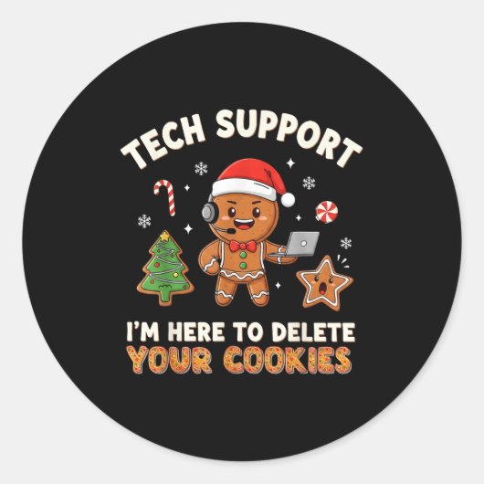 Tech Suprt Christmas Cookies Women Men Funny Chris Ronde Sticker (Voorkant)