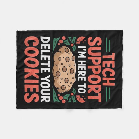 Tech Suprt Christmas Helpdesk Computer Geek Cookie Fleece Deken (Voorkant (Horizontaal))