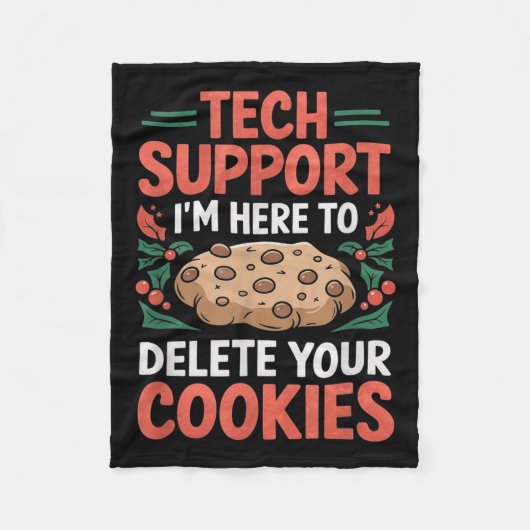 Tech Suprt Christmas Helpdesk Computer Geek Cookie Fleece Deken (Voorkant)