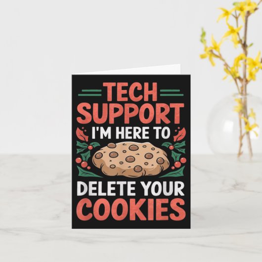 Tech Suprt Christmas Helpdesk Computer Geek Cookie Kaart (Gele Bloem)