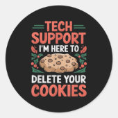 Tech Suprt Christmas Helpdesk Computer Geek Cookie Ronde Sticker (Voorkant)