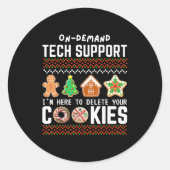 Tech Suprt Delete Cookies Funny Design Christmas P Ronde Sticker (Voorkant)