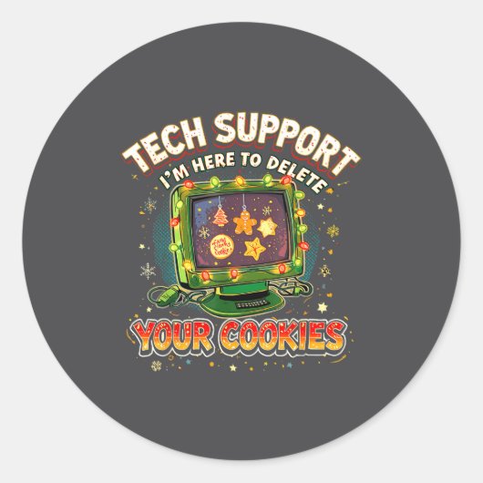 Tech Suprt Delete Your Cookies Christmas Meme  Ronde Sticker (Voorkant)