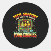 Tech Suprt Delete Your Cookies Christmas Meme  Ronde Sticker (Voorkant)
