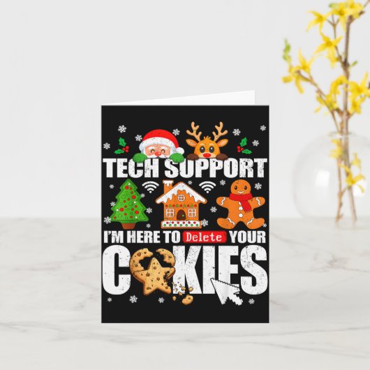 Tech Suprt Delete Your Cookies Men Ugly Christmas Kaart (Gele Bloem)