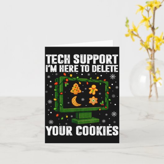 Tech Suprt Delete Your Cookies Men Ugly Christmas Kaart (Gele Bloem)