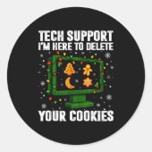 Tech Suprt Delete Your Cookies Men Ugly Christmas  Ronde Sticker (Voorkant)