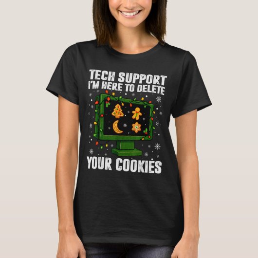 Tech Suprt Delete Your Cookies Men Ugly Christmas  T-shirt (Voorkant)