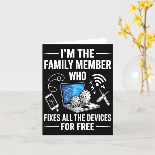 Tech Suprt Design For Men, Boys, Dad. Funny Meme  Kaart (Gele Bloem)