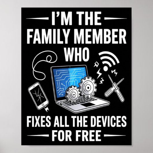 Tech Suprt Design For Men, Boys, Dad. Funny Meme  Poster (Voorkant)