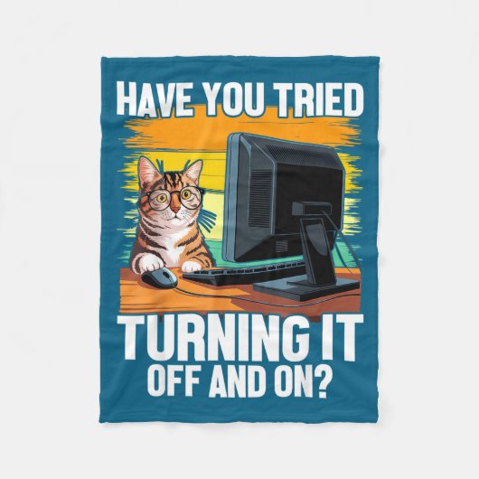 Tech Suprt Humor I Cat Engineer Computer It Guy  Fleece Deken (Voorkant)