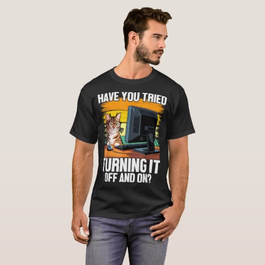 Tech Suprt Humor I Cat Engineer Computer It Guy  T-shirt (Voorkant volledig)