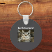 Tech Suprt Silly Staring Cat Meme Gen Alpha Humor  Sleutelhanger (Voorkant)