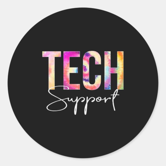 Tech Suprt Tie Dye Back To School Women Appreciati Ronde Sticker (Voorkant)