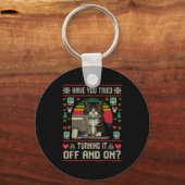 Tech Suprts Cat Engineer Computer Ugly Christmas S Sleutelhanger (Voorkant)