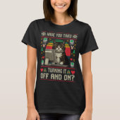 Tech Suprts Cat Engineer Computer Ugly Christmas S T-shirt (Voorkant)