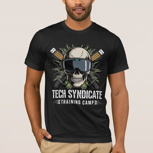 Tech Syndicate Trainingskamp Schedel Cyberpunk VR T-shirt (Voorkant)