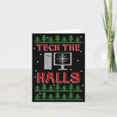 Tech The Halls Ugly Computer Geek Festive Christma Kaart (Voorkant)