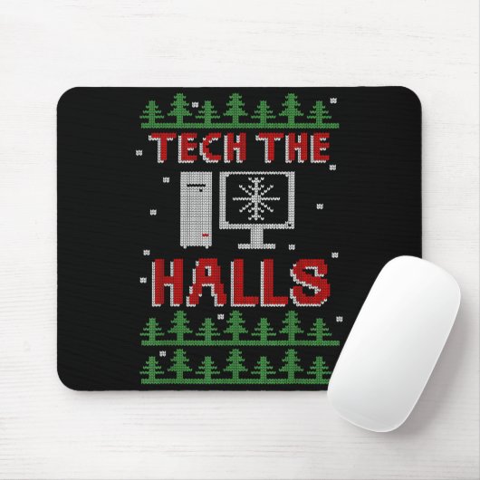 Tech The Halls Ugly Computer Geek Festive Christma Muismat (Met muis)