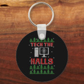 Tech The Halls Ugly Computer Geek Festive Christma Sleutelhanger (Voorkant)