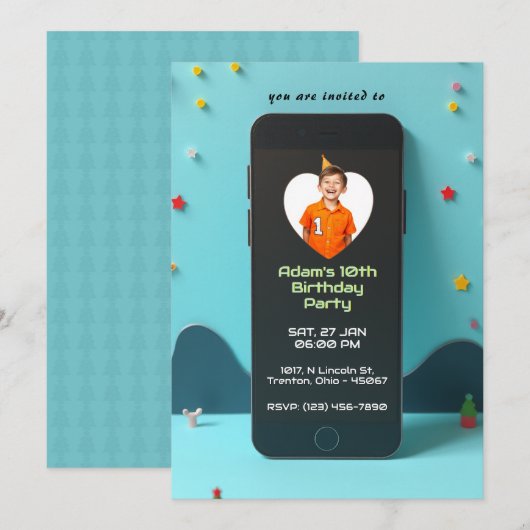 Tech-thema Smartphone Gepersonaliseerde Verjaardag Kaart (Voorkant / Achterkant)