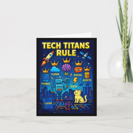 Tech Titans Rule Funny Big Technology Satire Wer G Kaart (Voorkant)