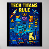 Tech Titans Rule Funny Big Technology Satire Wer G Poster (Voorkant)