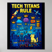 Tech Titans Rule Funny Big Technology Satire Wer G Poster (Voorkant)