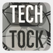 Tech Tock Vierkante Sticker (Voorkant)