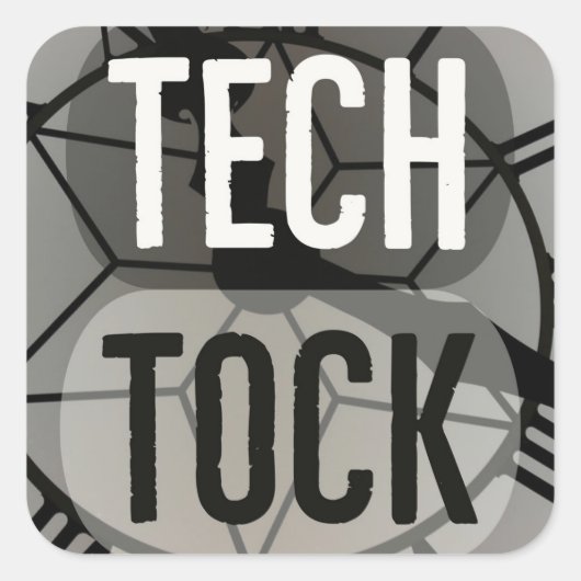 Tech Tock Vierkante Sticker (Voorkant)